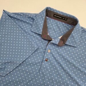 Finn Ryan Mercedes-Benz Mens 2X Blue Geometric Star Performance Golf Polo Shirt